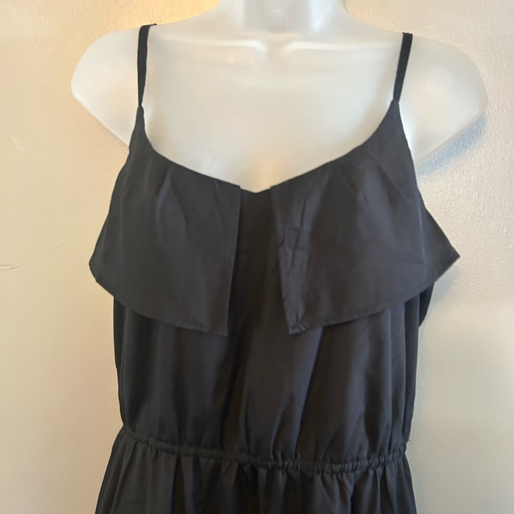 H&M dress - black sleeveless lightweight basic casual gathered waist - Picture 3 of 9